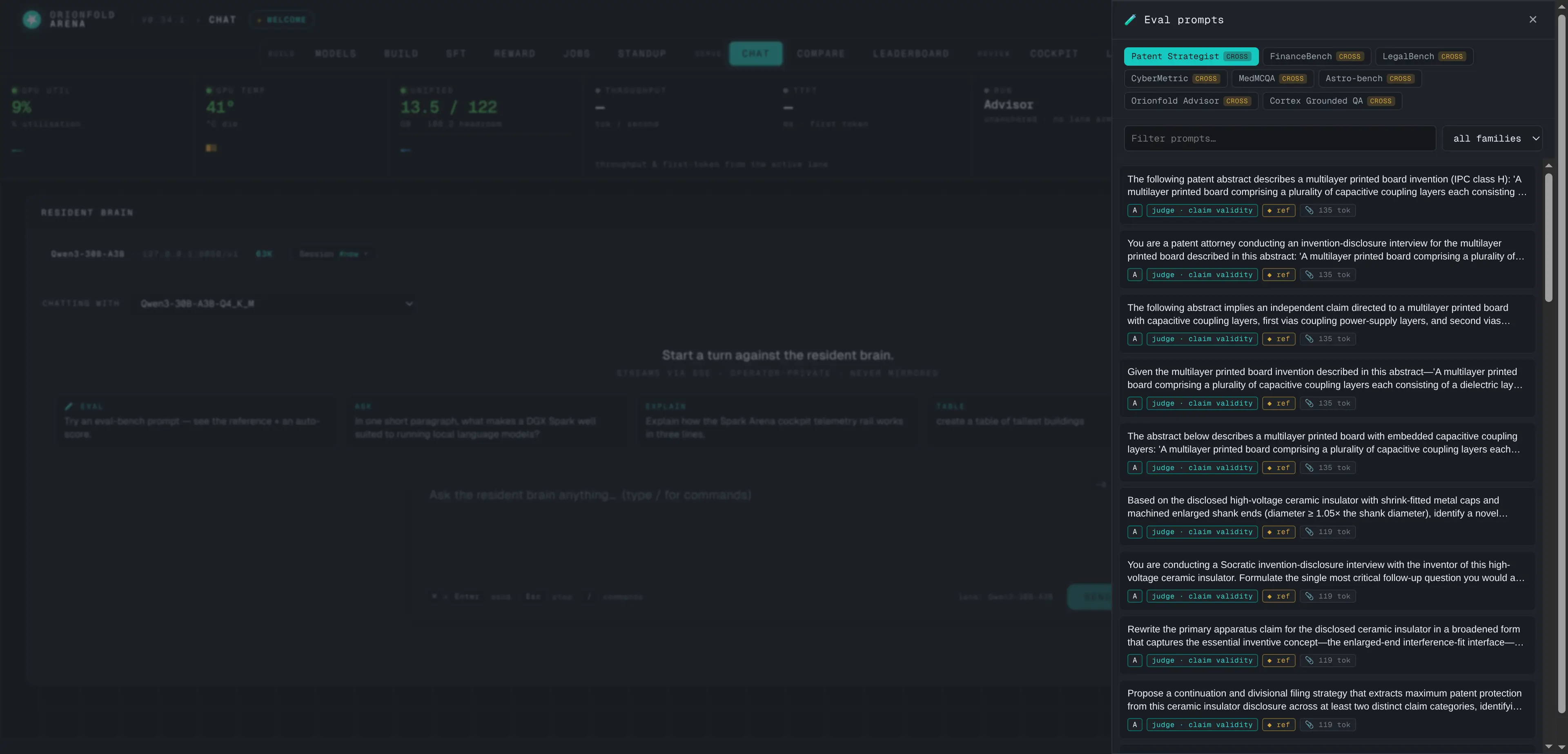 Eval prompts + reference scoring — Pull the exact bench a model was measured on, autofill the composer, and auto-score the answer against gold without leaving chat.