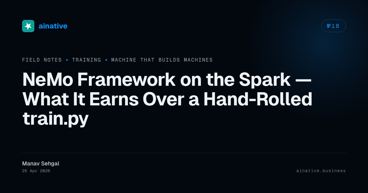 NeMo Framework on the Spark — AI Native Field Notes