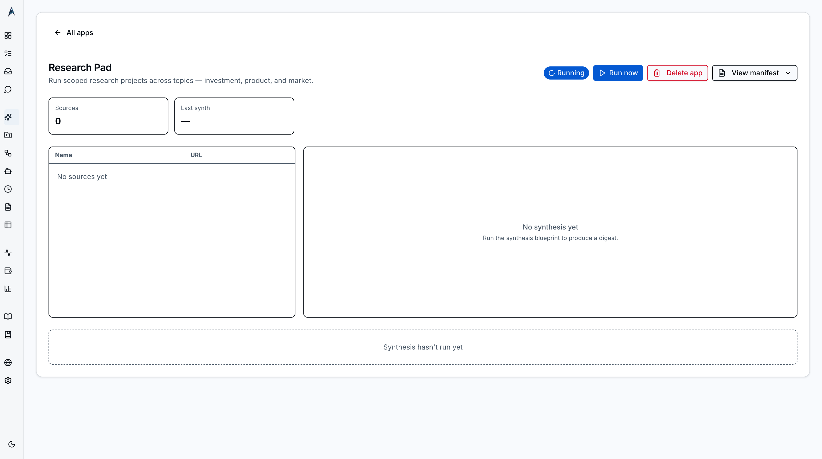 Research kit -- multi-blueprint research workspace and run timeline
