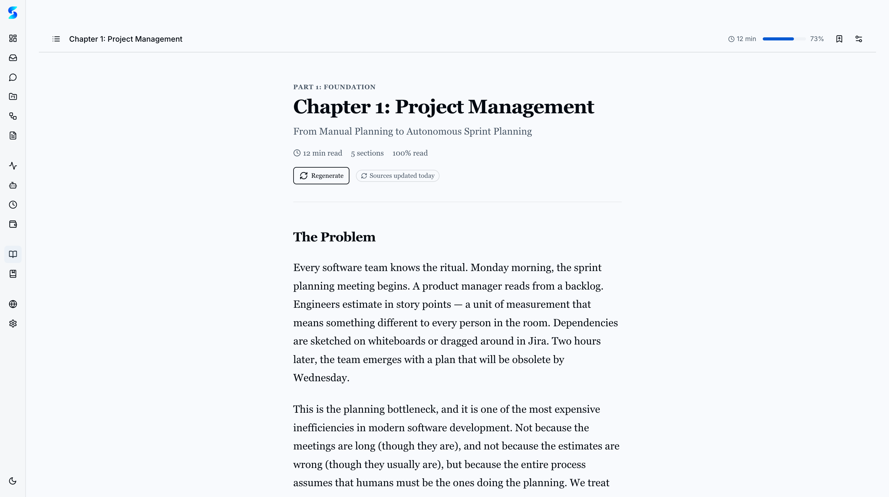 Book reader with reading progress bar, customizable fonts, and chapter navigation