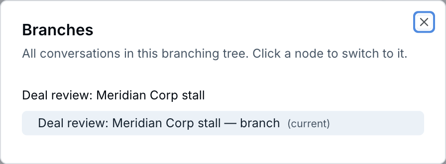 Branches tree dialog