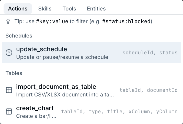 Slash command popover