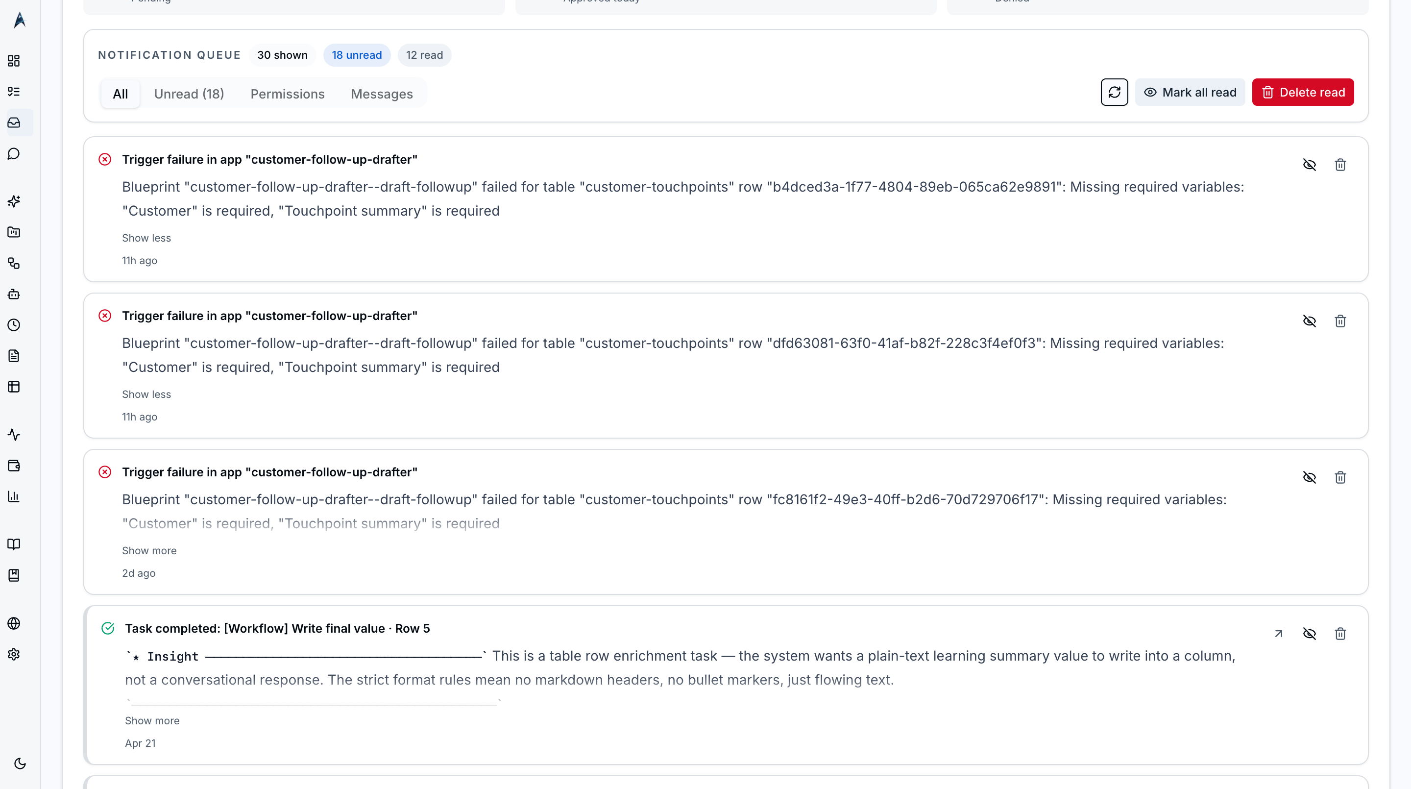 Inbox fully expanded with rich body