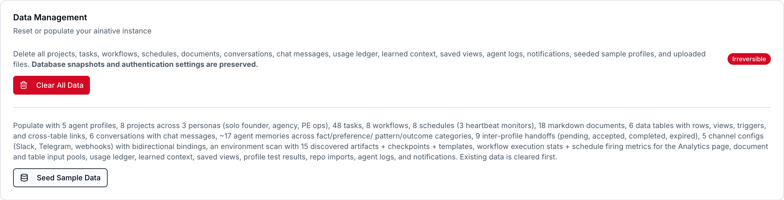 Data management section