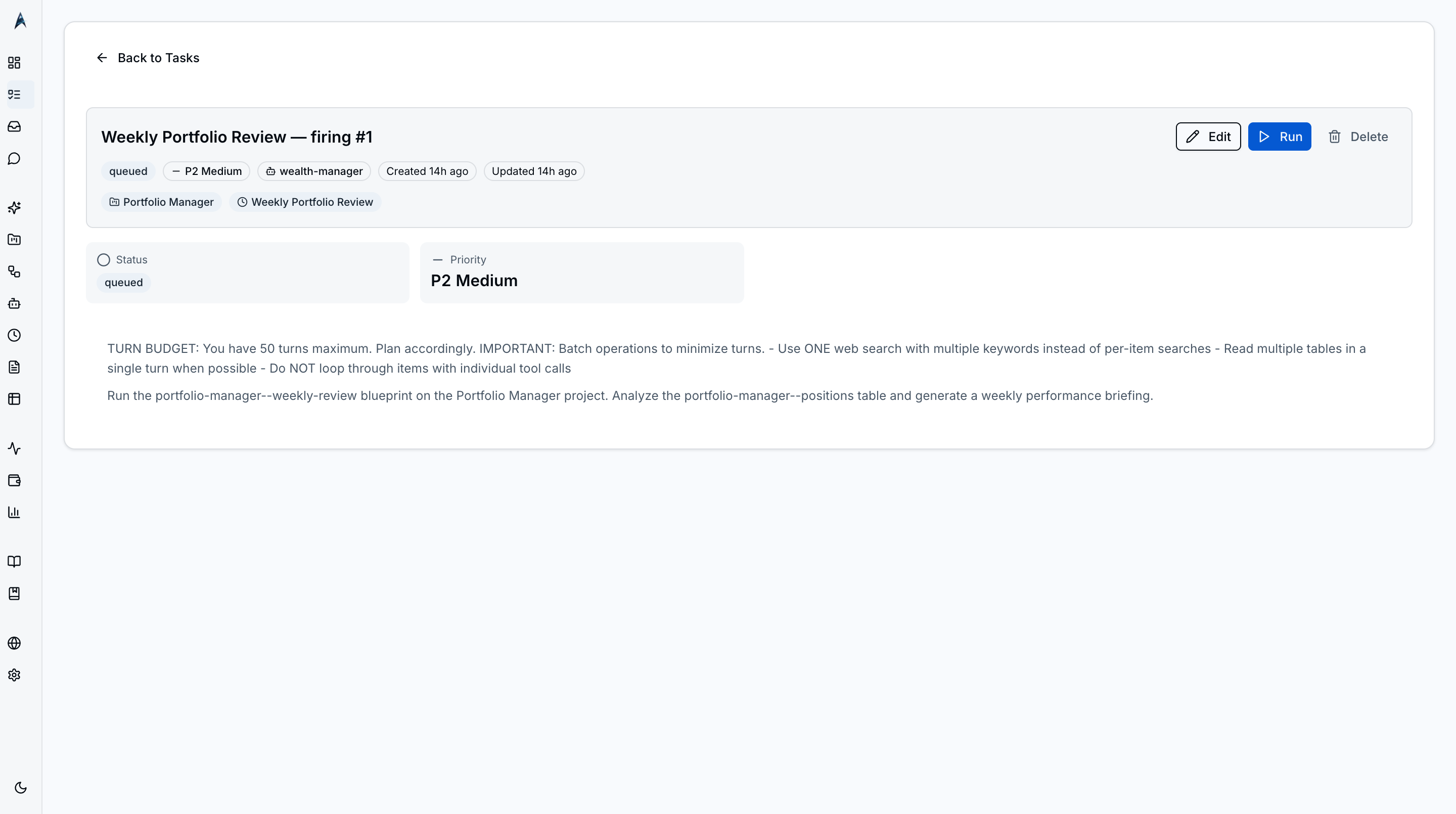 Task detail pane